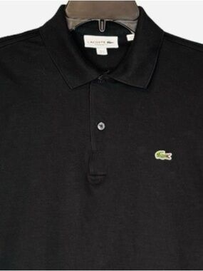 Lacoste Black Long Sleeve Polo Shirt - Small, Cotton, Crocodile Logo